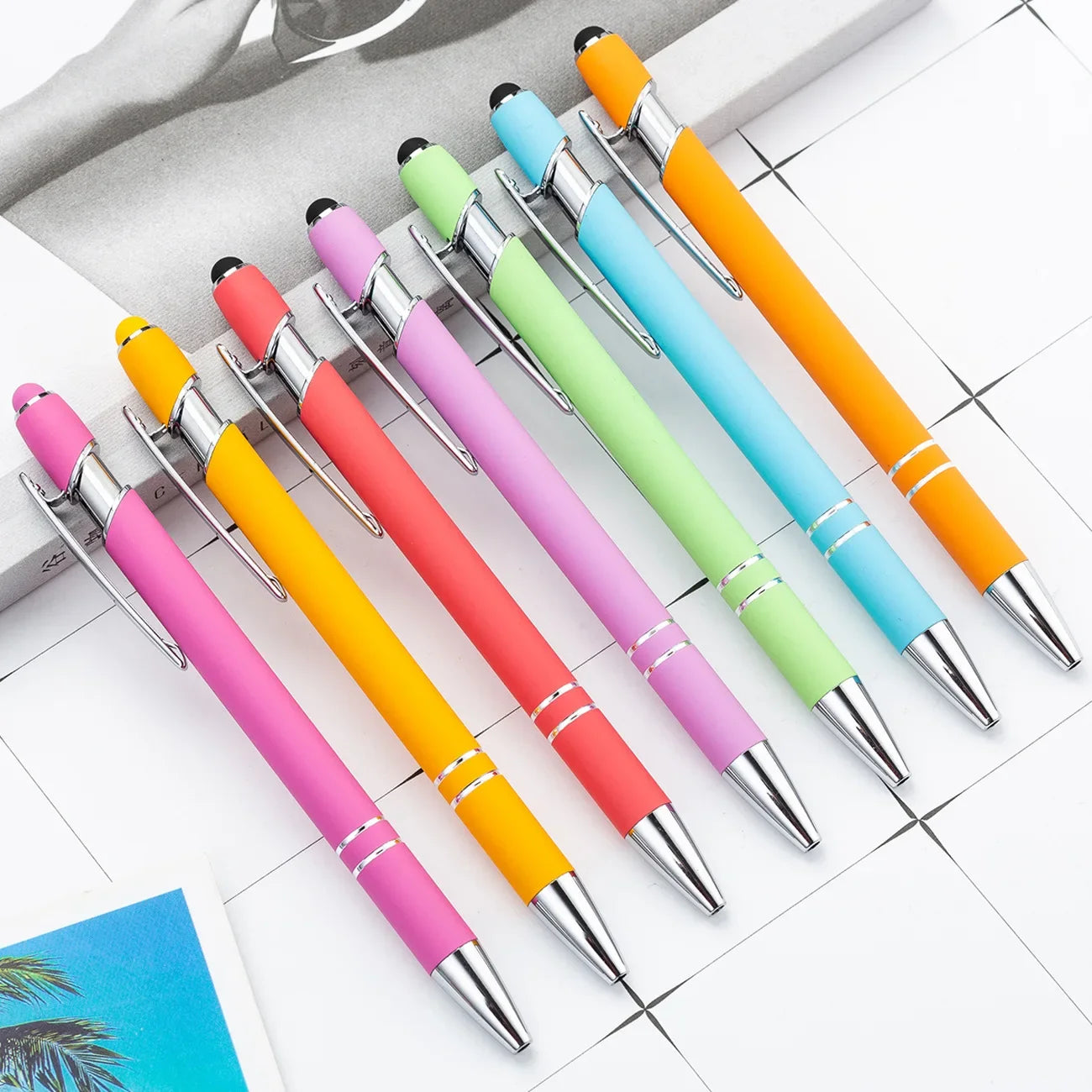 100 Pcs Light - Metal Capacitive Universal Touch Screen Stylus Ballpoint Pen Office Gifts Free Custom Logo Writing Stationery