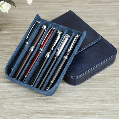CONTACTS FAMILY 6 Pen Case Genuine Leather Detachable Portable Stationery Cover Holder Handmade Pen Box Shockproof Men