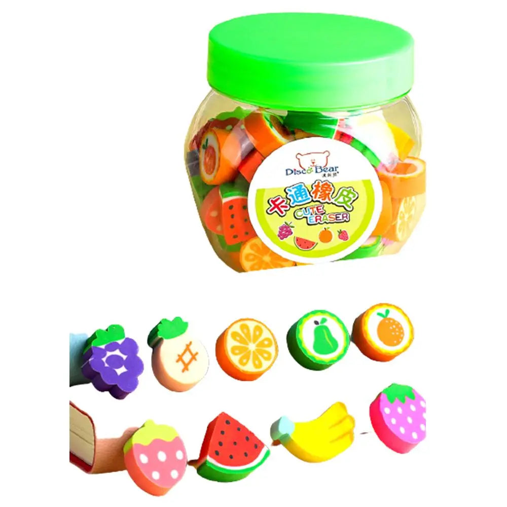 50pcs/set Cartoon Eraser Student Learning Stationery For Child Creative Gift Kids Eraser Fruit Animal Christmas Novelty Eraser