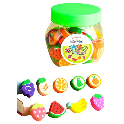 50pcs/set Cartoon Eraser Student Learning Stationery For Child Creative Gift Kids Eraser Fruit Animal Christmas Novelty Eraser