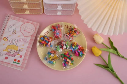 30pcs/bag Cartoon Fruit Animal Love Mini Small Eraser June 1 Christmas Gifts Prizes Student Stationery