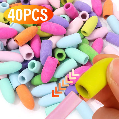 40/20/1PCS Pencil Eraser Toppers Cartoon Color Pen Top Cap Erasers for Kids Classroom Stationery Mini Pens Head Protector Cover