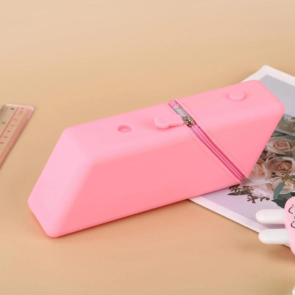 Silicone Pencil Case Foldable Large Capacity Pencil Case Expandable Vertical Versatile Stationery Office Organizer Pencil Case