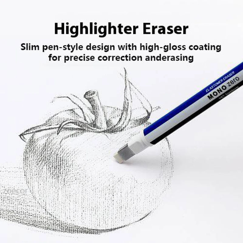 Tombow Precision Refillable Eraser Pen for Artists Japanese Metal Tip 50mm Hard Eraser Core Anti-Break 0.7mm Fixed Lead Supplies