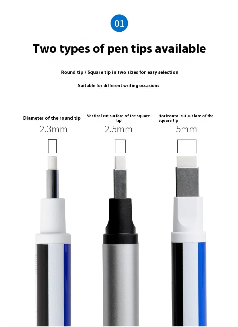Tombow Precision Refillable Eraser Pen for Artists Japanese Metal Tip 50mm Hard Eraser Core Anti-Break 0.7mm Fixed Lead Supplies