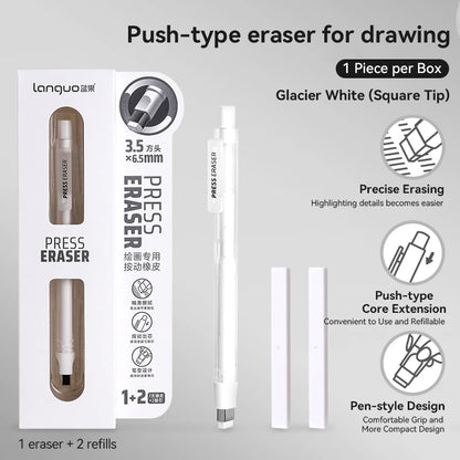 Languo Eraser Retractable Automatic Pencil Rubber High Precision Pencil Eraser Correction Highlight Rubber Tools Art Supplies