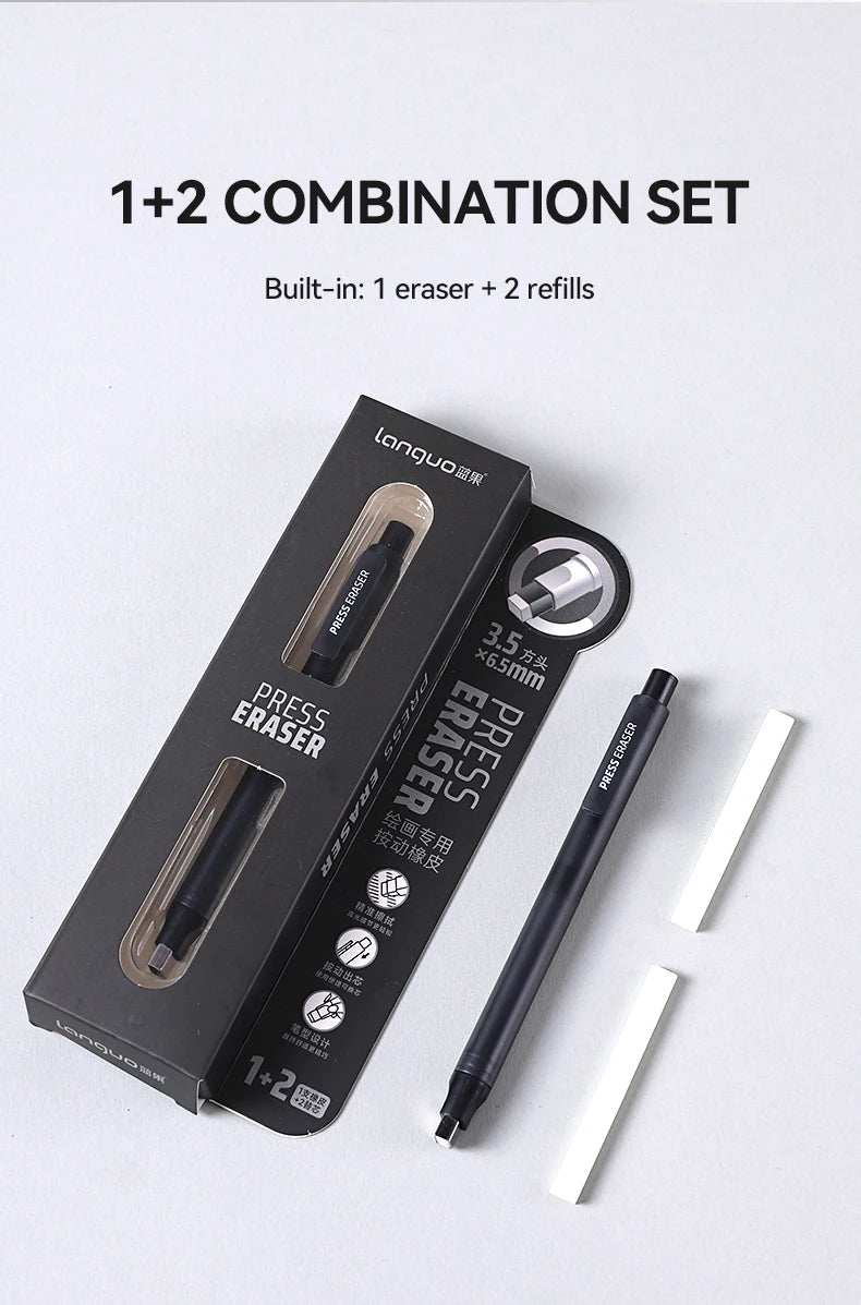 Languo Eraser Retractable Automatic Pencil Rubber High Precision Pencil Eraser Correction Highlight Rubber Tools Art Supplies