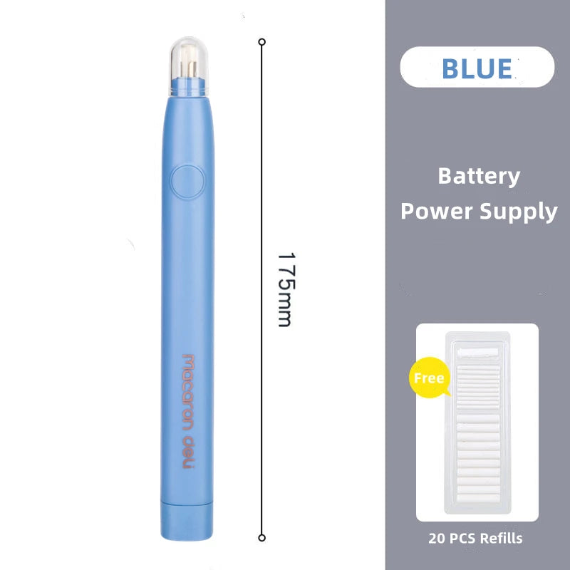 Deli Adjustable Electric Eraser for Sketch Drawing Erasing Writing with Rubber Refills Electric Rubber Pen School Pencil Eraser