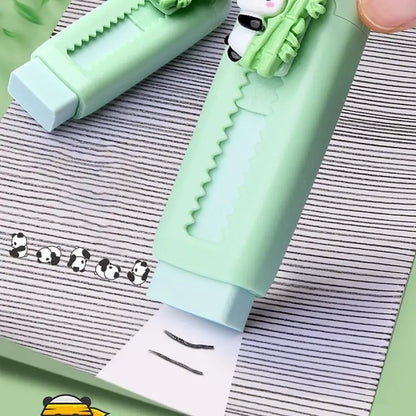 Push pull eraser Cartoon Panda  Sliding Retractable Pencil Erasers Cute Writing Painting Drawing Clean Tool for Kids