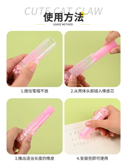 Kawaii Eraser Portable Eraser Clean Without Crumbs Cat Kawaii Stationery Kids School Supplies