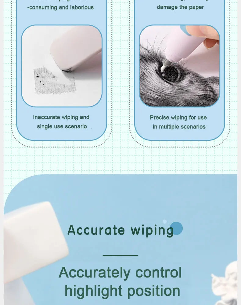 Deli Adjustable Electric Eraser for Sketch Drawing Erasing Writing with Rubber Refills Electric Rubber Pen School Pencil Eraser