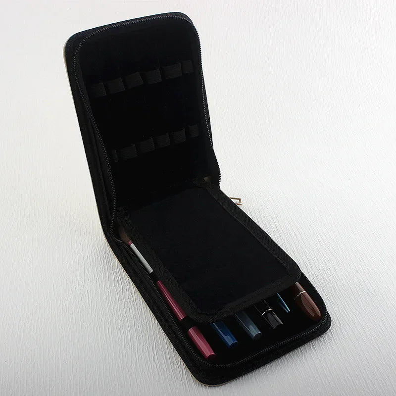 12 Slots Fountain Pen Retro Pen Pouch PU Leather Pencil Case for School Students Men Pencil Bag