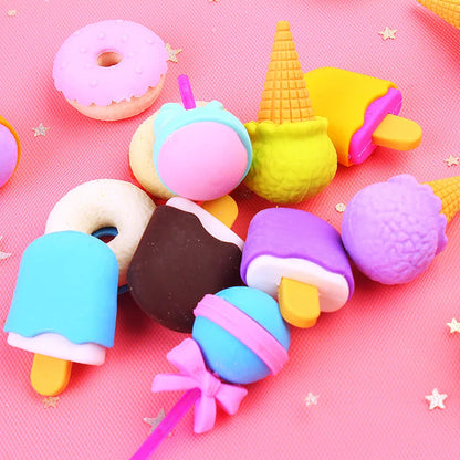 4 Pieces Per Set Cute Donut Dessert Eraser Simulation Dessert Shape ThreeDimensional Detachable Student Learning Stationery